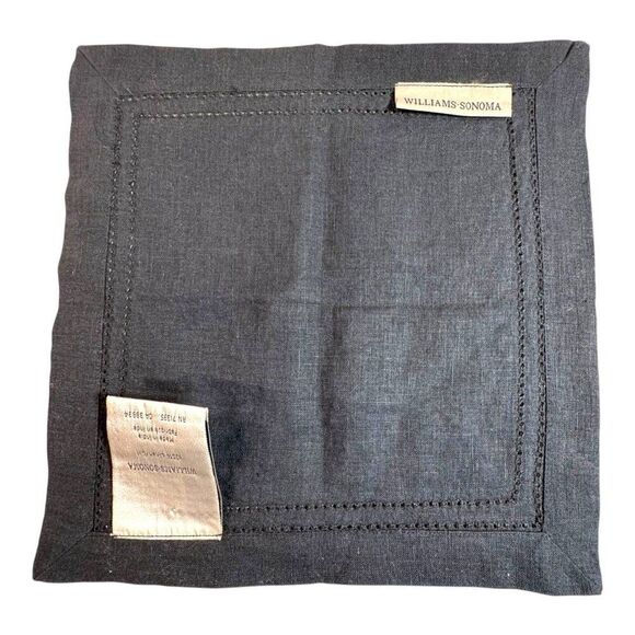 Williams-Sonoma Black Linen Napkin 100% Replacement Formal Dining Cut Out VTG - Picture 4 of 6